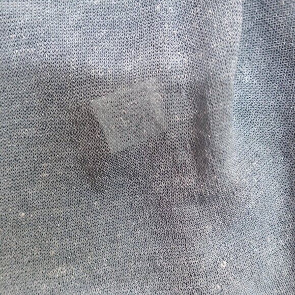 Eileen Fisher Womens Sweater Large Blue Open Front Loose Knit Organi Linen Blend - Picture 4 of 9